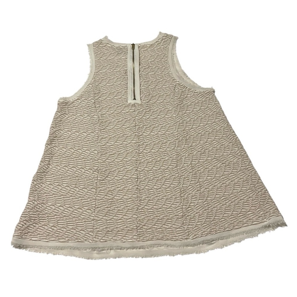 Anthropologie Postmark Textured Tank Top Small Cream Boho Sleeveless Fringe Hem - Picture 2 of 5